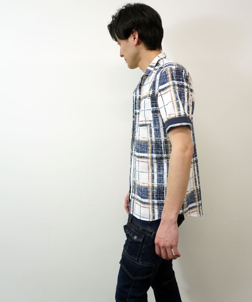 HIDEAWAYS NICOLE（ハイダウェイニコル）の「マイクロサッカープリントシャツ（シャツ/ブラウス・メンズ・ネイビー×ホワイト/ホワイト×ネイビー/ホワイト系/ホワイト×ブラック・MEDIUM/X-LARGE/LARGE）」の22枚目の写真