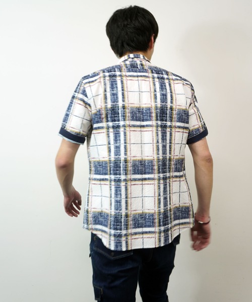 HIDEAWAYS NICOLE（ハイダウェイニコル）の「マイクロサッカープリントシャツ（シャツ/ブラウス・メンズ・ネイビー×ホワイト/ホワイト×ネイビー/ホワイト系/ホワイト×ブラック・MEDIUM/X-LARGE/LARGE）」の21枚目の写真