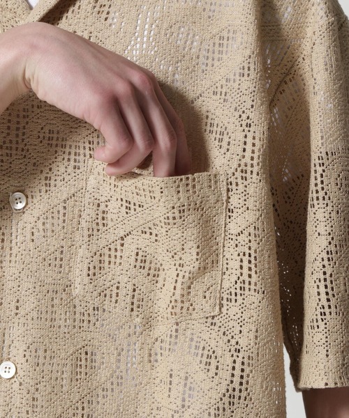 SASQUATCHfabrix.(サスクワァッチファブリックス)の「Sasquatchfabrix./サスクワッチファブリックス/“LOVE & PEACE” LACE OC H/S SHIRT 24SS-SY5-001(シャツ/ブラウス・メンズ・ベージュ/ピンク・L)」の10枚目の写真