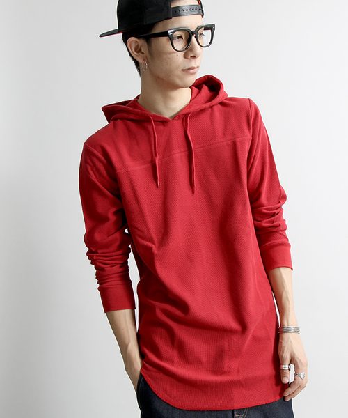 WEGO(ウィゴー)の「WEGO/ワッフルロングパーカー(パーカー・メンズ・カーキ/ホワイト/ブラック/レッド・MEDIUM/LARGE)」の1枚目の写真