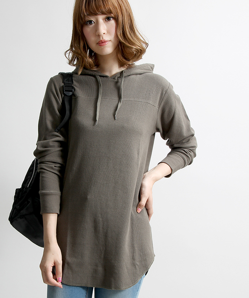 WEGO(ウィゴー)の「WEGO/ワッフルロングパーカー(パーカー・メンズ・カーキ/ホワイト/ブラック/レッド・MEDIUM/LARGE)」の13枚目の写真