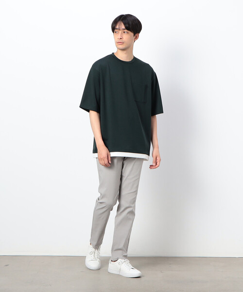 COMME CA ISM(コムサイズム)の「フェイクレイヤード クルーネックTシャツ(Tシャツ/カットソー・メンズ・ミント/グリーン/ブルー/ブラック/ライトグレー/ホワイト・XL/L/M)」の12枚目の写真