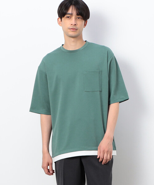 COMME CA ISM(コムサイズム)の「フェイクレイヤード クルーネックTシャツ(Tシャツ/カットソー・メンズ・ミント/グリーン/ブルー/ブラック/ライトグレー/ホワイト・XL/L/M)」の17枚目の写真