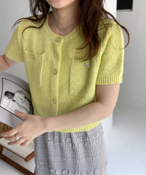 EPIMI E'PIMMY（エピミエピミー）の「【ハンドウォッシャブル】ポケット付きコンパクトカーディガン（カーディガン/ボレロ・レディース・アイボリー/ブラック/レッド/イエロー/ブルー・MEDIUM）」の5枚目の写真