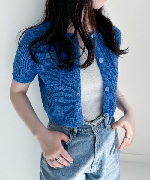 EPIMI E'PIMMY（エピミエピミー）の「【ハンドウォッシャブル】ポケット付きコンパクトカーディガン（カーディガン/ボレロ・レディース・アイボリー/ブラック/レッド/イエロー/ブルー・MEDIUM）」の4枚目の写真