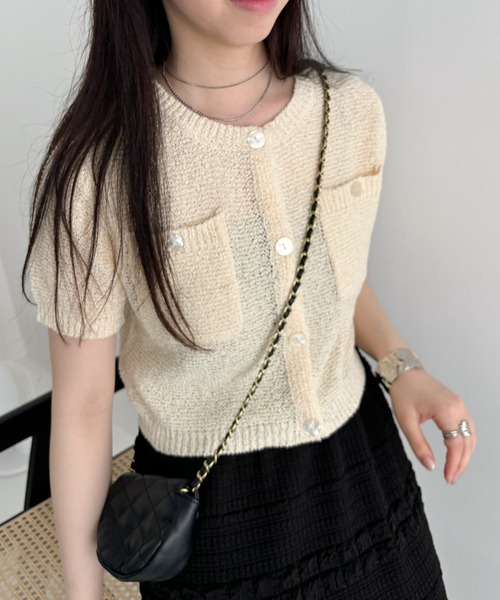 EPIMI E'PIMMY（エピミエピミー）の「【ハンドウォッシャブル】ポケット付きコンパクトカーディガン（カーディガン/ボレロ・レディース・アイボリー/ブラック/レッド/イエロー/ブルー・MEDIUM）」の2枚目の写真