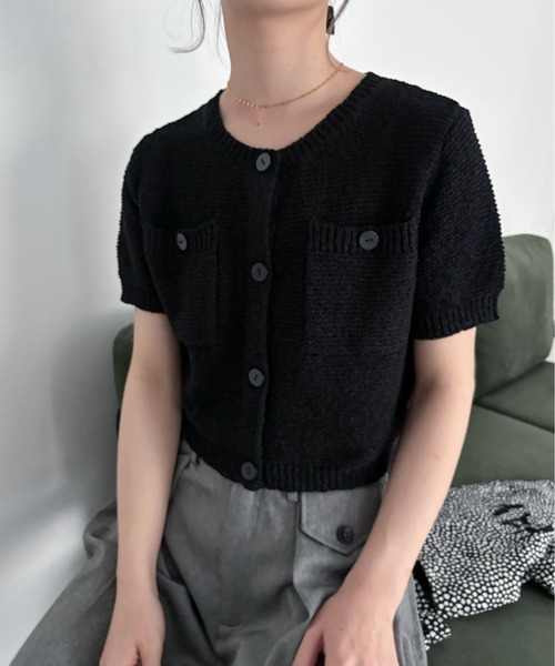 EPIMI E'PIMMY（エピミエピミー）の「【ハンドウォッシャブル】ポケット付きコンパクトカーディガン（カーディガン/ボレロ・レディース・アイボリー/ブラック/レッド/イエロー/ブルー・MEDIUM）」の3枚目の写真