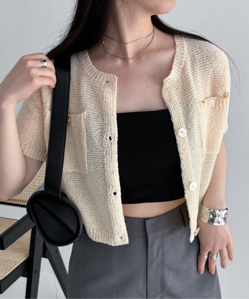 EPIMI E'PIMMY（エピミエピミー）の「【ハンドウォッシャブル】ポケット付きコンパクトカーディガン（カーディガン/ボレロ・レディース・アイボリー/ブラック/レッド/イエロー/ブルー・MEDIUM）」の12枚目の写真