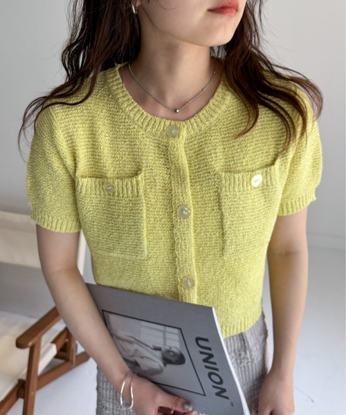 EPIMI E'PIMMY（エピミエピミー）の「【ハンドウォッシャブル】ポケット付きコンパクトカーディガン（カーディガン/ボレロ・レディース・アイボリー/ブラック/レッド/イエロー/ブルー・MEDIUM）」の6枚目の写真