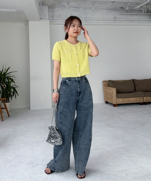 EPIMI E'PIMMY（エピミエピミー）の「【ハンドウォッシャブル】ポケット付きコンパクトカーディガン（カーディガン/ボレロ・レディース・アイボリー/ブラック/レッド/イエロー/ブルー・MEDIUM）」の7枚目の写真