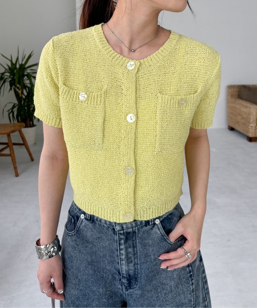 EPIMI E'PIMMY（エピミエピミー）の「【ハンドウォッシャブル】ポケット付きコンパクトカーディガン（カーディガン/ボレロ・レディース・アイボリー/ブラック/レッド/イエロー/ブルー・MEDIUM）」の10枚目の写真