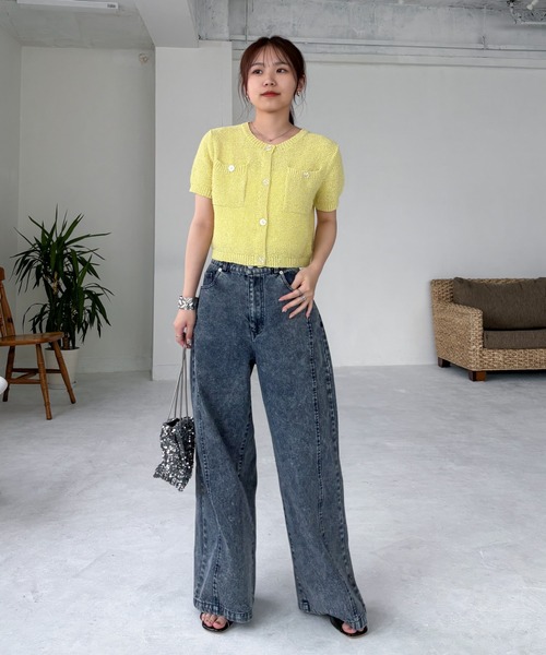 EPIMI E'PIMMY（エピミエピミー）の「【ハンドウォッシャブル】ポケット付きコンパクトカーディガン（カーディガン/ボレロ・レディース・アイボリー/ブラック/レッド/イエロー/ブルー・MEDIUM）」の9枚目の写真