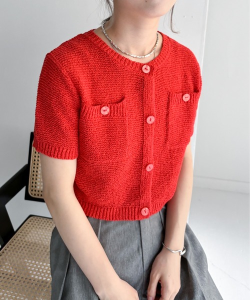 EPIMI E'PIMMY（エピミエピミー）の「【ハンドウォッシャブル】ポケット付きコンパクトカーディガン（カーディガン/ボレロ・レディース・アイボリー/ブラック/レッド/イエロー/ブルー・MEDIUM）」の16枚目の写真