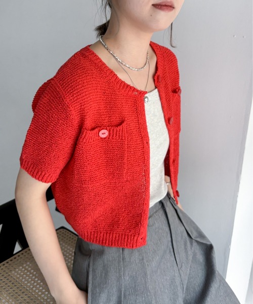 EPIMI E'PIMMY（エピミエピミー）の「【ハンドウォッシャブル】ポケット付きコンパクトカーディガン（カーディガン/ボレロ・レディース・アイボリー/ブラック/レッド/イエロー/ブルー・MEDIUM）」の14枚目の写真