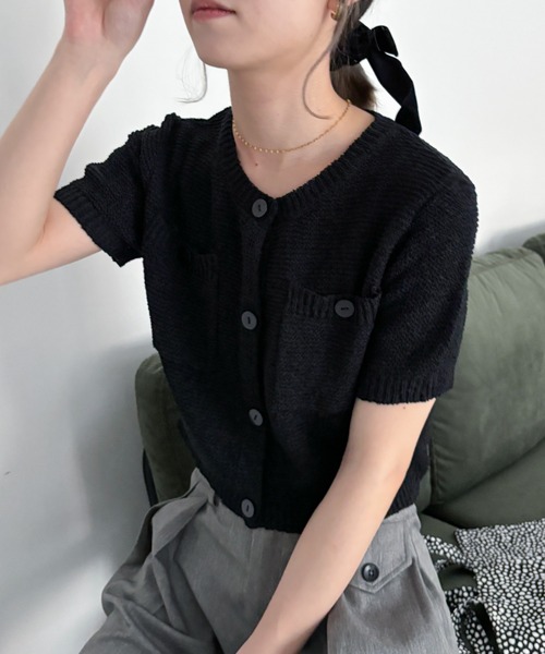 EPIMI E'PIMMY（エピミエピミー）の「【ハンドウォッシャブル】ポケット付きコンパクトカーディガン（カーディガン/ボレロ・レディース・アイボリー/ブラック/レッド/イエロー/ブルー・MEDIUM）」の19枚目の写真