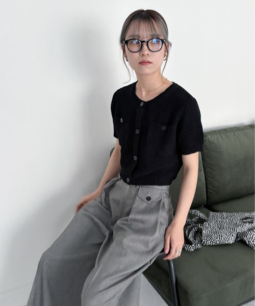 EPIMI E'PIMMY（エピミエピミー）の「【ハンドウォッシャブル】ポケット付きコンパクトカーディガン（カーディガン/ボレロ・レディース・アイボリー/ブラック/レッド/イエロー/ブルー・MEDIUM）」の20枚目の写真