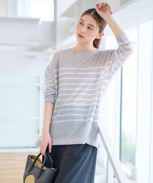 UNTITLED（アンタイトル）の「◆【透け感/セットアイテム】シアーストレッチニット×フレンチスリーブインナー（その他トップス・レディース・ブラック系2/モスグリーン/ブラウン系その他/ライトグレー系2・04/02/00/48/44）」の3枚目の写真