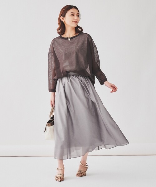 UNTITLED（アンタイトル）の「◆【透け感/セットアイテム】シアーストレッチニット×フレンチスリーブインナー（その他トップス・レディース・ブラック系2/モスグリーン/ブラウン系その他/ライトグレー系2・04/02/00/48/44）」の18枚目の写真