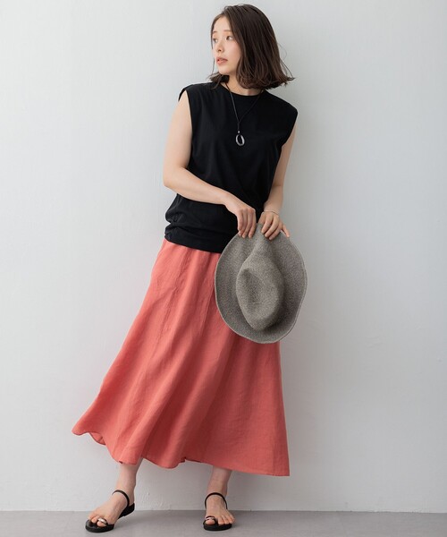 23区 S（ニジュウサンクチイサイサイズ）の「【SLOW/一部店舗限定】シアーツイストシングルジャージー ノースリーブ カットソー（Tシャツ/カットソー・レディース・ブラック系/グレー系/ベージュ系/ローズ系・32）」の9枚目の写真