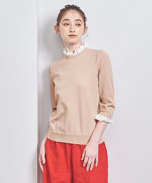 UNITED ARROWS レースニットトップス フリーサイズ ネイビー UNITED ARROWS（ユナイテッドアローズ）の「レース 4WAY ニット