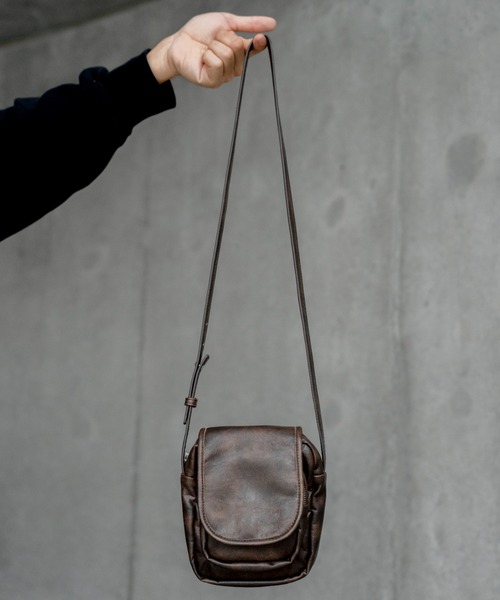 セール】Synthetic leather mini shoulder bag / シンセティック