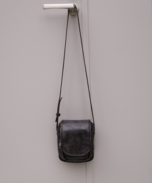 Synthetic leather mini shoulder bag / シンセティックレザー