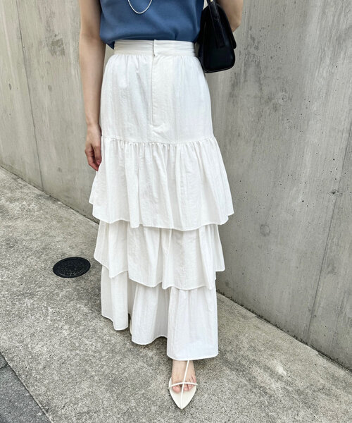 mystic(ミスティック)の「ティアードスカート(スカート・レディース・オフホワイト/ブラック・1/2)」の6枚目の写真