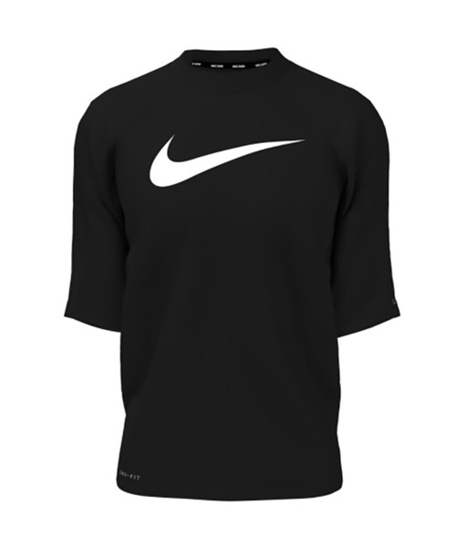 NIKE(ナイキ)の「NIKE/ナイキ キッズ UVケア ラッシュガード ソリッドS/Sハイドロガード NESSD828(ラッシュガード・キッズ・ホワイト/ブラック・130cm/140cm/150cm/160cm)」の1枚目の写真