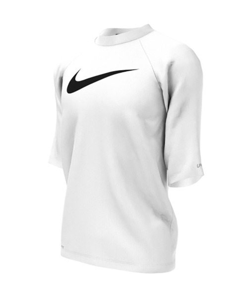 NIKE(ナイキ)の「NIKE/ナイキ キッズ UVケア ラッシュガード ソリッドS/Sハイドロガード NESSD828(ラッシュガード・キッズ・ホワイト/ブラック・130cm/140cm/150cm/160cm)」の4枚目の写真