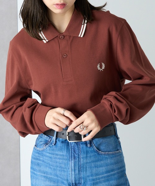 FRED PERRY(フレッドペリー)の「【FRED PERRY】Ls Twin Tipped Polo Shirt フレッドペリー ティップライン長袖ポロシャツ ワンポイントロゴ刺繍 M3636(ポロシャツ・レディース・ブラック/アイボリー/ダークグリーン/ブラック系その他4/ネイビー/カーキ/ネイビー系2/バーガンディー/ブラウン/ネイビー系3/オリーブ/ネイビー系4/カーキ系2/ブラウン系その他2・XS/S/M/L/XL)」の5枚目の写真