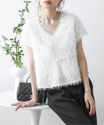 AMELY | フェザーフリンジ ペプラムトップス(その他トップス)