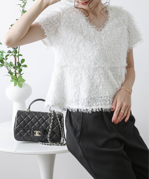 美品 Acka エーシーケーエーフリンジアメリカンスリーブトップス ペプラム fringe american sleeve tops – Acka online store