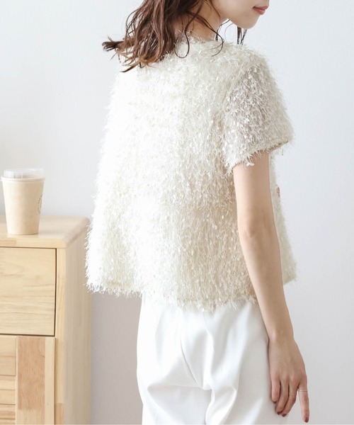 AMELY（エミリー）の「フェザーフリンジ ペプラムトップス（その他トップス・レディース・ブラック/ベージュ/ホワイト/ピンク・フリー）」の16枚目の写真