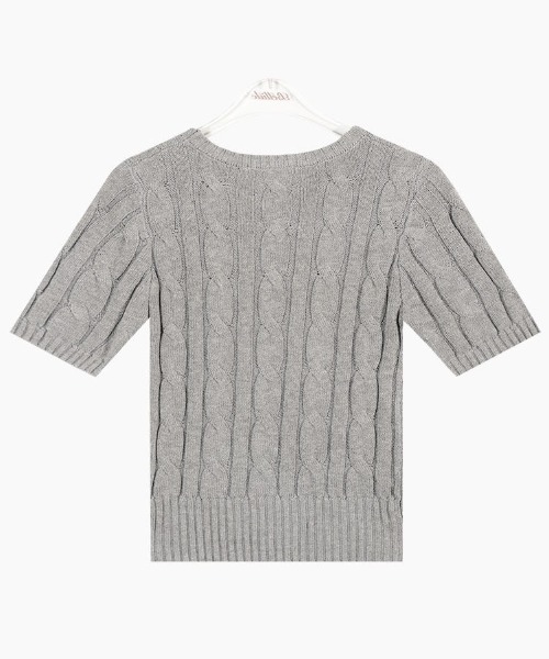 BEIDELLI（ベイデリー）の「[BELLIDE MADE] ホーリンケーブルクロップラウンド半袖ニット（ニット/セーター・レディース・ホワイト/ネイビー/グレー/ブラック/ピンク・FREE）」の21枚目の写真
