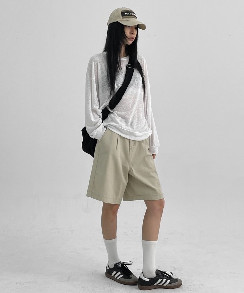 BLACKUP（ブラックアップ）の「[MADE]  ミユリネンライクハーフパンツ（その他パンツ・レディース・ブラック/チャコール/グレイッシュベージュ・SMALL/MEDIUM）」の9枚目の写真