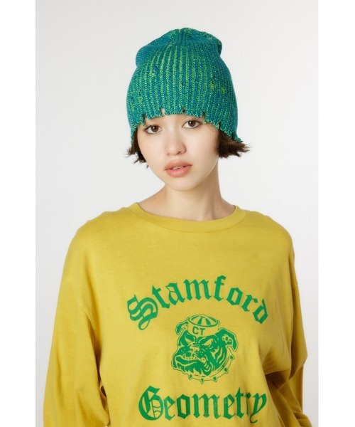 RODEO CROWNS WIDE BOWL（ロデオクラウンズワイドボウル）の「MIXダメージニットビーニー（ニットキャップ/ビーニー・レディース・ブラック/オレンジ/グリーン・FREE）」の9枚目の写真