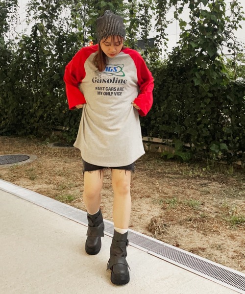 RODEO CROWNS WIDE BOWL（ロデオクラウンズワイドボウル）の「MIXダメージニットビーニー（ニットキャップ/ビーニー・レディース・ブラック/オレンジ/グリーン・FREE）」の16枚目の写真