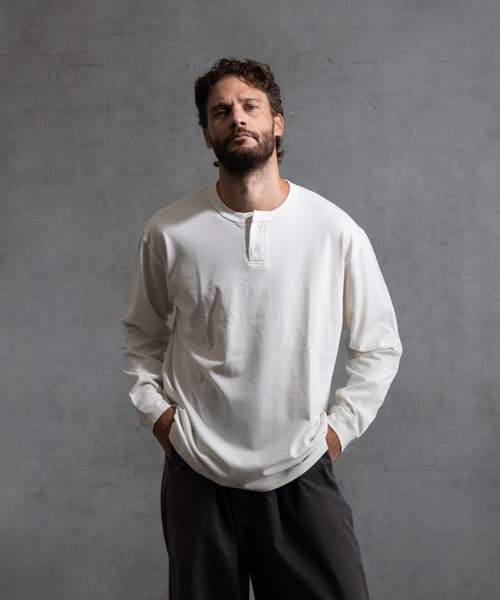 paradigm（パラダイム）の「【paradigm】ガス焼き天竺ヘンリーネックT（Tシャツ/カットソー・メンズ・ブラック/チャコールグレー/ホワイト・MEDIUM/LARGE/X-LARGE）」の4枚目の写真