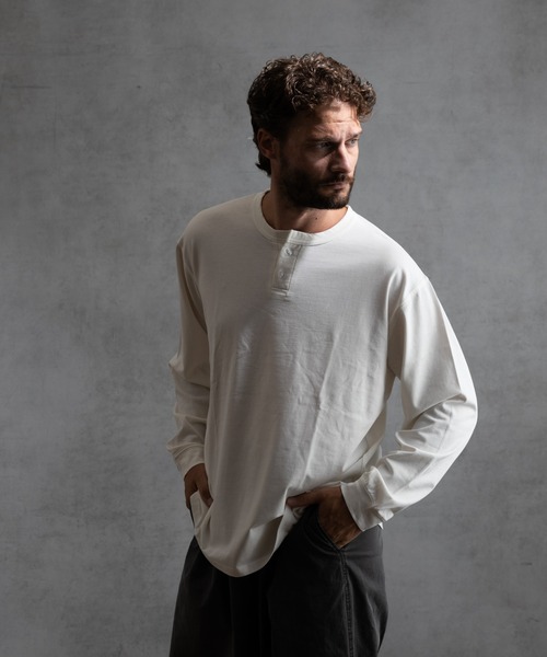 paradigm（パラダイム）の「【paradigm】ガス焼き天竺ヘンリーネックT（Tシャツ/カットソー・メンズ・ブラック/チャコールグレー/ホワイト・MEDIUM/LARGE/X-LARGE）」の6枚目の写真