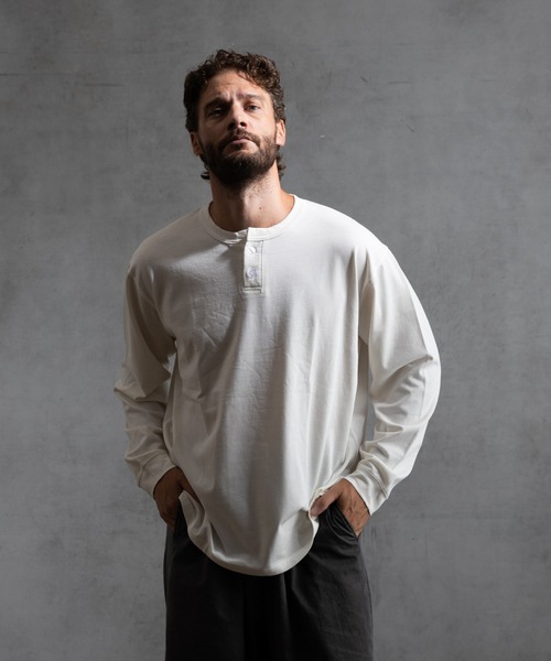 paradigm（パラダイム）の「【paradigm】ガス焼き天竺ヘンリーネックT（Tシャツ/カットソー・メンズ・ブラック/チャコールグレー/ホワイト・MEDIUM/LARGE/X-LARGE）」の8枚目の写真