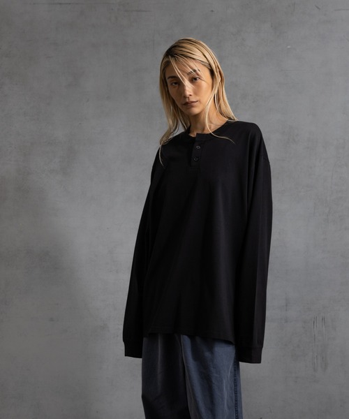 paradigm（パラダイム）の「【paradigm】ガス焼き天竺ヘンリーネックT（Tシャツ/カットソー・メンズ・ブラック/チャコールグレー/ホワイト・MEDIUM/LARGE/X-LARGE）」の9枚目の写真