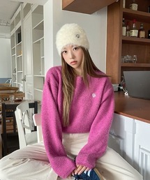muahmuah([A[A)A'GEM/9 × .kom wmuah muah/[A[Ax STITCH LOGO ROUND KNIT/Xeb`SEhjbg(jbg/Z[^[)