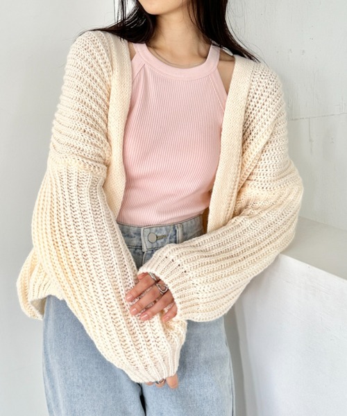 CLEA(クレア)の「袖ボリュームニットカーディガン(カーディガン/ボレロ・レディース・ベージュ/アイボリー/ブラック/グレー・FREE)」の9枚目の写真