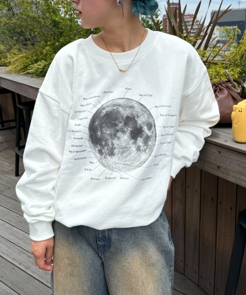 CIAOPANIC TYPY（チャオパニックティピー）の「【UNISEX】MOON/EARTHスウェット（スウェット・レディース・グレー/ブラック/ホワイト/ホワイト系その他・MEDIUM/LARGE）」の8枚目の写真