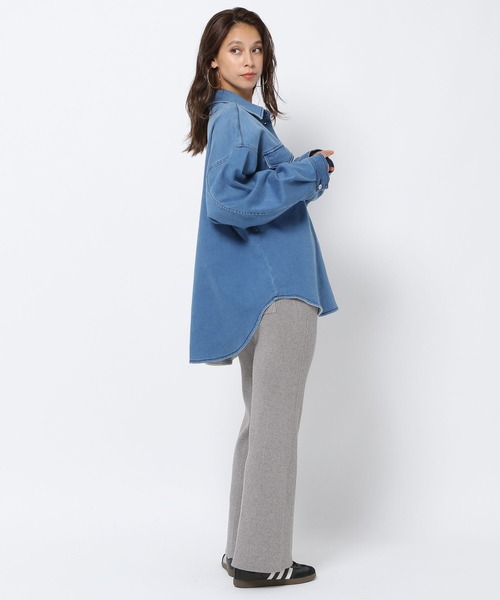 HEREIAM（ヘレイアム）の「【HEREIAM】マシンウォッシャブル可/ファインタッチフレアニットパンツ（その他パンツ・レディース・グレー/ブラック・SMALL/MEDIUM）」の3枚目の写真