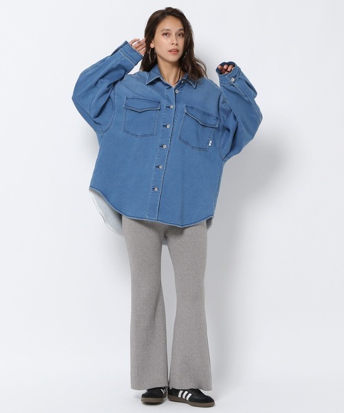 HEREIAM（ヘレイアム）の「【HEREIAM】マシンウォッシャブル可/ファインタッチフレアニットパンツ（その他パンツ・レディース・グレー/ブラック・SMALL/MEDIUM）」の4枚目の写真