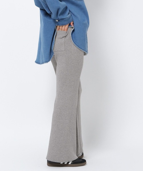 HEREIAM（ヘレイアム）の「【HEREIAM】マシンウォッシャブル可/ファインタッチフレアニットパンツ（その他パンツ・レディース・グレー/ブラック・SMALL/MEDIUM）」の7枚目の写真