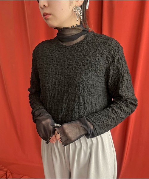 LHELBIE(レルビエ)の「レイヤードライクシャーリングトップス(Tシャツ/カットソー・レディース・オフホワイト/ブラック/イエロー系その他・M)」の15枚目の写真