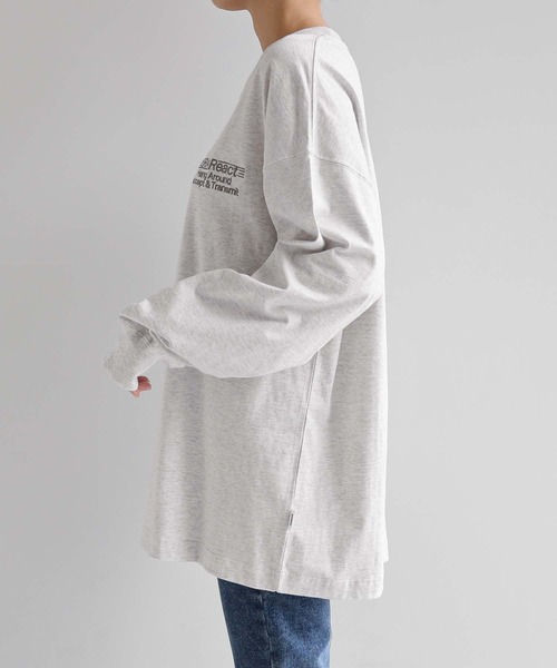 ANME(アンメ)の「ERAReactエンブロイダリーロゴ長袖Tシャツ(Tシャツ/カットソー・レディース・ネイビー/オートミール/チャコールグレー/オフホワイト・M/L)」の6枚目の写真