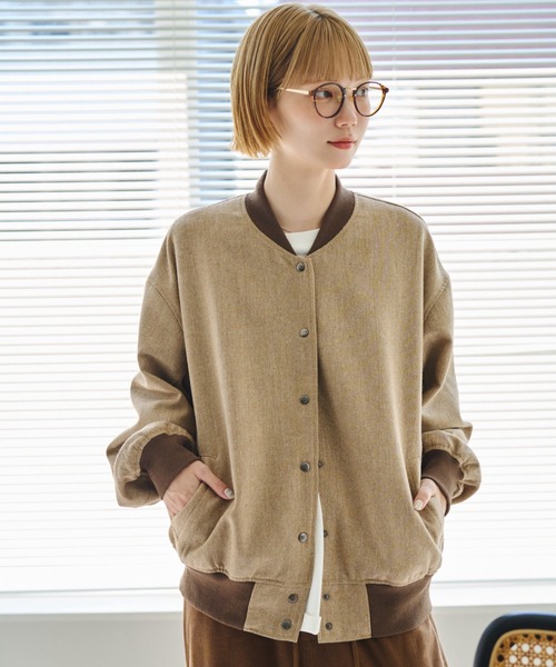 unclip（アンクリップ）の「ツィードブルゾン（ブルゾン・レディース・ベージュ/ブラウン・LARGE/MEDIUM）」の2枚目の写真